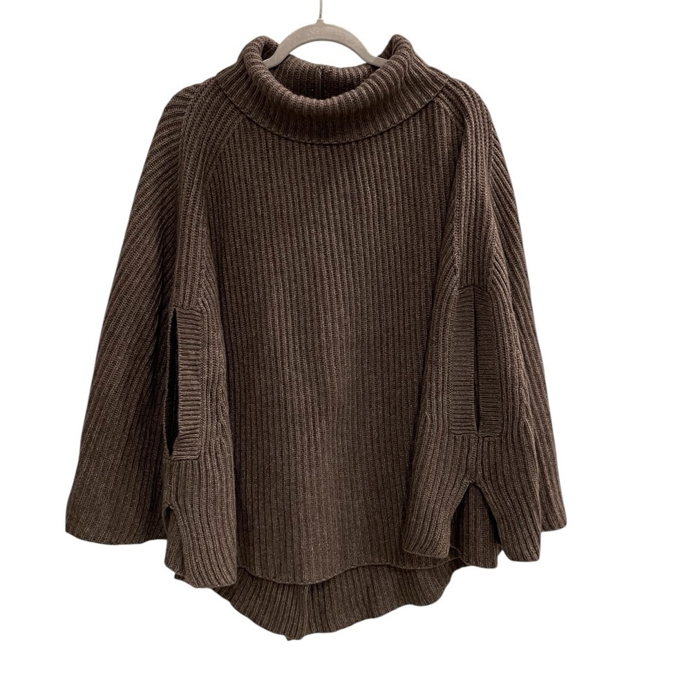 NWT Krimson Klover Dendrite Wool Blend Poncho Cafe Brown Size Large / XL - Picture 2 of 10